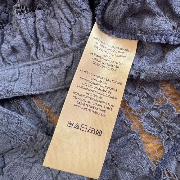 Free People Shayla Lace Mini Dress Denim Blue *Small seam Rip Size Medium - Picture 10 of 12